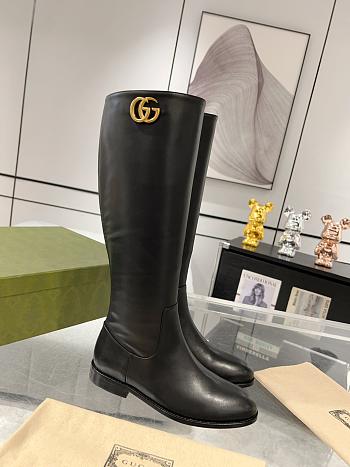 Gucci High Boots In Black Leather GG Logo