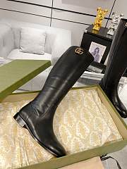 Gucci High Boots In Black Leather GG Logo - 3