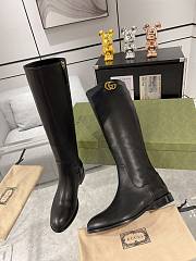 Gucci High Boots In Black Leather GG Logo - 2