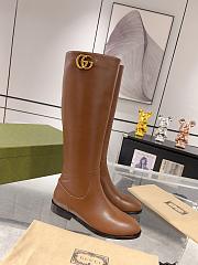 Gucci High Boots In Brown Leather GG Logo - 1