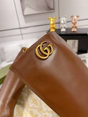 Gucci High Boots In Brown Leather GG Logo - 5