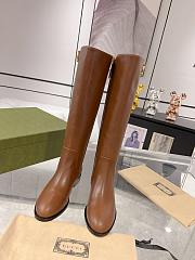 Gucci High Boots In Brown Leather GG Logo - 4