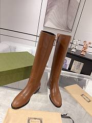 Gucci High Boots In Brown Leather GG Logo - 3