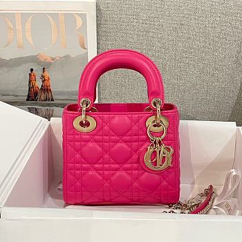 Dior Lady Hot Pink Mini Bag - 17x15x7cm