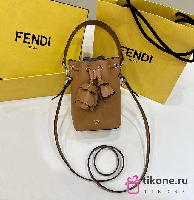 Fendi Mon Tresor Mini Bucket Bag In Brown - 18x12x10cm - 1