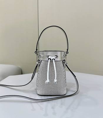 Fendi Mon Tresor Mini Bucket Bag In Silver - 18x12x10cm