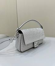 Fendi Baguette Diamond Silver Leather Bag - 27x6x15cm  - 3