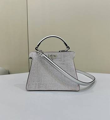 Fendi Peakapoo Petite Silver Bag With Crystal - 20x11x15cm