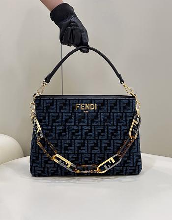 Fendi O'Lock Zip Blue Shoulder Bag - 35x23x14cm