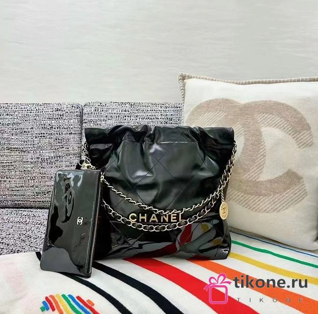 Chanel 22 Black Lambskin Handbag  - 1