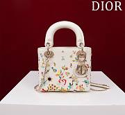 Dior Lady Flower Embroidered White Bag - 17x15x17cm - 1