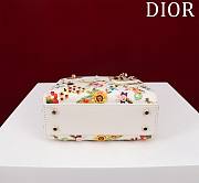 Dior Lady Flower Embroidered White Bag - 17x15x17cm - 4