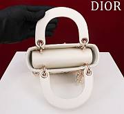 Dior Lady Flower Embroidered White Bag - 17x15x17cm - 3