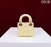 Dior Micro Lady In Yellow Lambskin - 12x10x5cm - 5