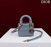 Dior Micro Lady In Blue Lambskin - 12x10x5cm - 1