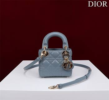 Dior Micro Lady In Blue Lambskin - 12x10x5cm
