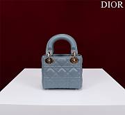 Dior Micro Lady In Blue Lambskin - 12x10x5cm - 5