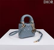 Dior Micro Lady In Blue Lambskin - 12x10x5cm - 4