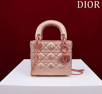 Dior Micro Lady In Pink Shiny Lambskin - 12x10x5cm