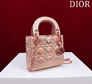 Dior Micro Lady In Pink Shiny Lambskin - 12x10x5cm - 2