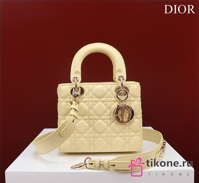 Dior Small Lady In Yellow Lambskin - 20x16x8cm - 1