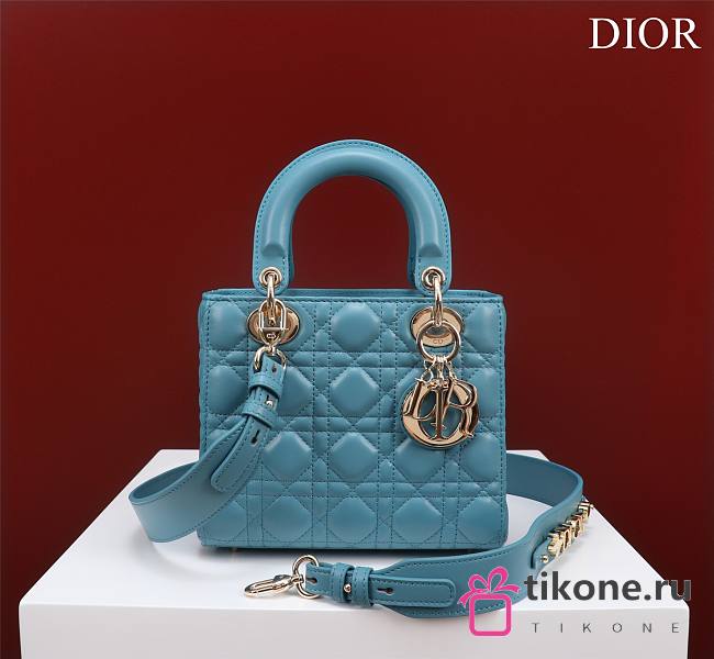 Dior Small Lady In Blue Lambskin - 20x16x8cm - 1