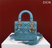 Dior Small Lady In Blue Lambskin - 20x16x8cm - 1