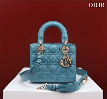 Dior Small Lady In Blue Lambskin - 20x16x8cm