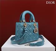 Dior Small Lady In Blue Lambskin - 20x16x8cm - 4