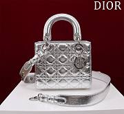 Dior Small Lady In Silver Lambskin - 20x16x8cm - 1