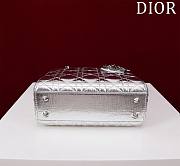 Dior Small Lady In Silver Lambskin - 20x16x8cm - 5