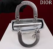 Dior Small Lady In Silver Lambskin - 20x16x8cm - 3