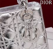 Dior Small Lady In Silver Lambskin - 20x16x8cm - 2