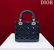 Dior Small Lady In Black Shiny Lambskin - 20x16x8cm - 4