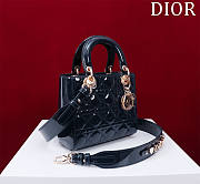 Dior Small Lady In Black Shiny Lambskin - 20x16x8cm - 3