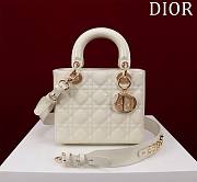 Dior Small Lady In White Shiny Lambskin - 20x16x8cm - 1