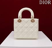 Dior Small Lady In White Shiny Lambskin - 20x16x8cm - 5