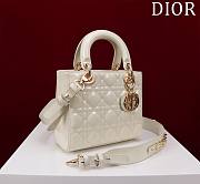 Dior Small Lady In White Shiny Lambskin - 20x16x8cm - 2