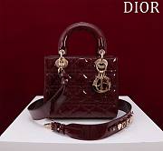 Dior Small Lady In Dark Red Lambskin - 20x16x8cm - 1