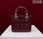 Dior Small Lady In Dark Red Lambskin - 20x16x8cm - 3