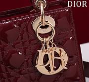 Dior Small Lady In Dark Red Lambskin - 20x16x8cm - 2