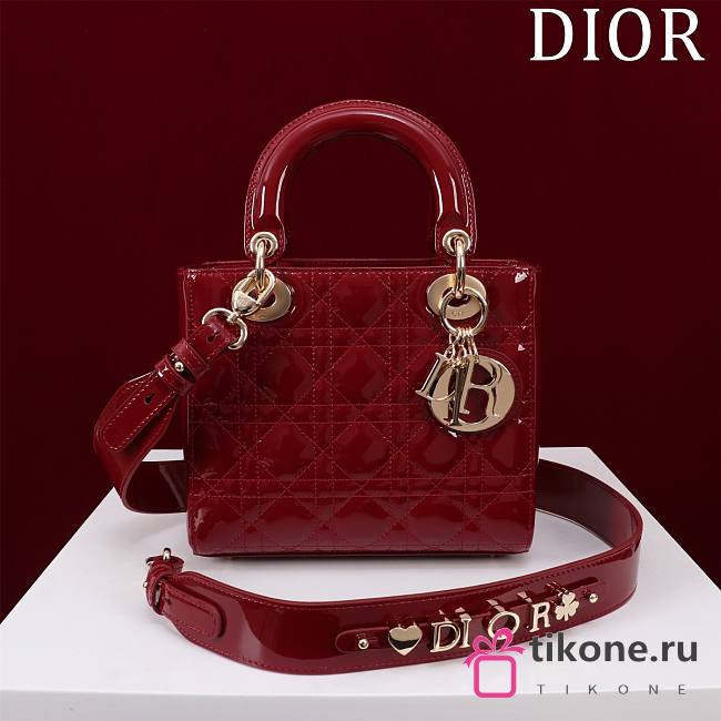 Dior Small Lady In Red Lambskin - 20x16x8cm - 1