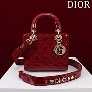 Dior Small Lady In Red Lambskin - 20x16x8cm - 1