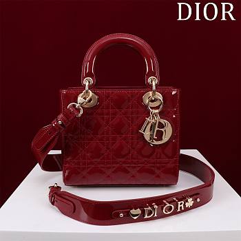Dior Small Lady In Red Lambskin - 20x16x8cm
