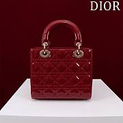 Dior Small Lady In Red Lambskin - 20x16x8cm - 5