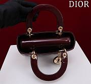 Dior Small Lady In Burgundy Lambskin - 20x16x8cm - 3