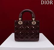 Dior Small Lady In Burgundy Lambskin - 20x16x8cm - 2