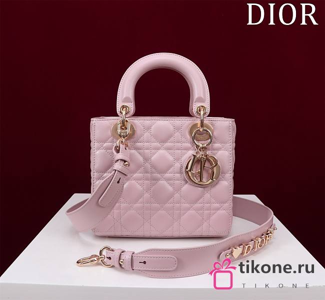 Dior Small Lady In Light Pink Lambskin - 20x16x8cm - 1