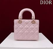 Dior Small Lady In Light Pink Lambskin - 20x16x8cm - 4