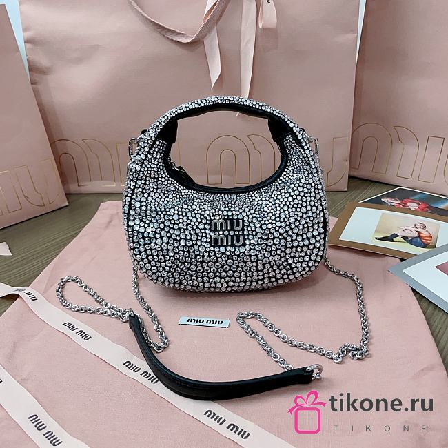 Miumiu Wander Mini Hobo Bag With Crystal - 17×10×6cm - 1